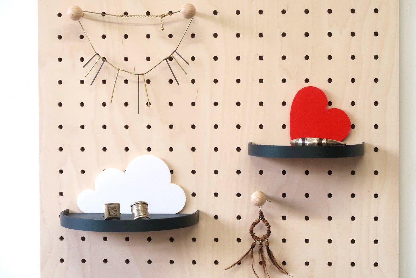 Étagère Nuage, Coeur, Soleil pour Pegboard - Aire
