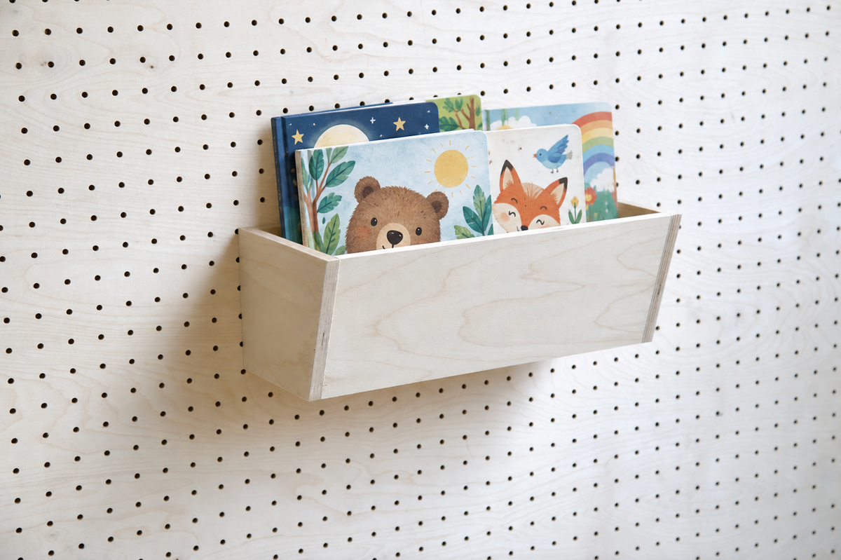 Wooden Pegboard Tray – Wall-Mounted Storage Bin