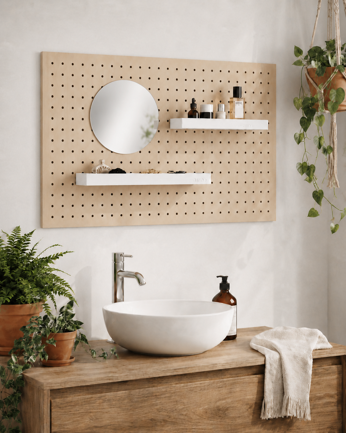 Étagère avec rebords pour pegboard – tablette murale de rangement
