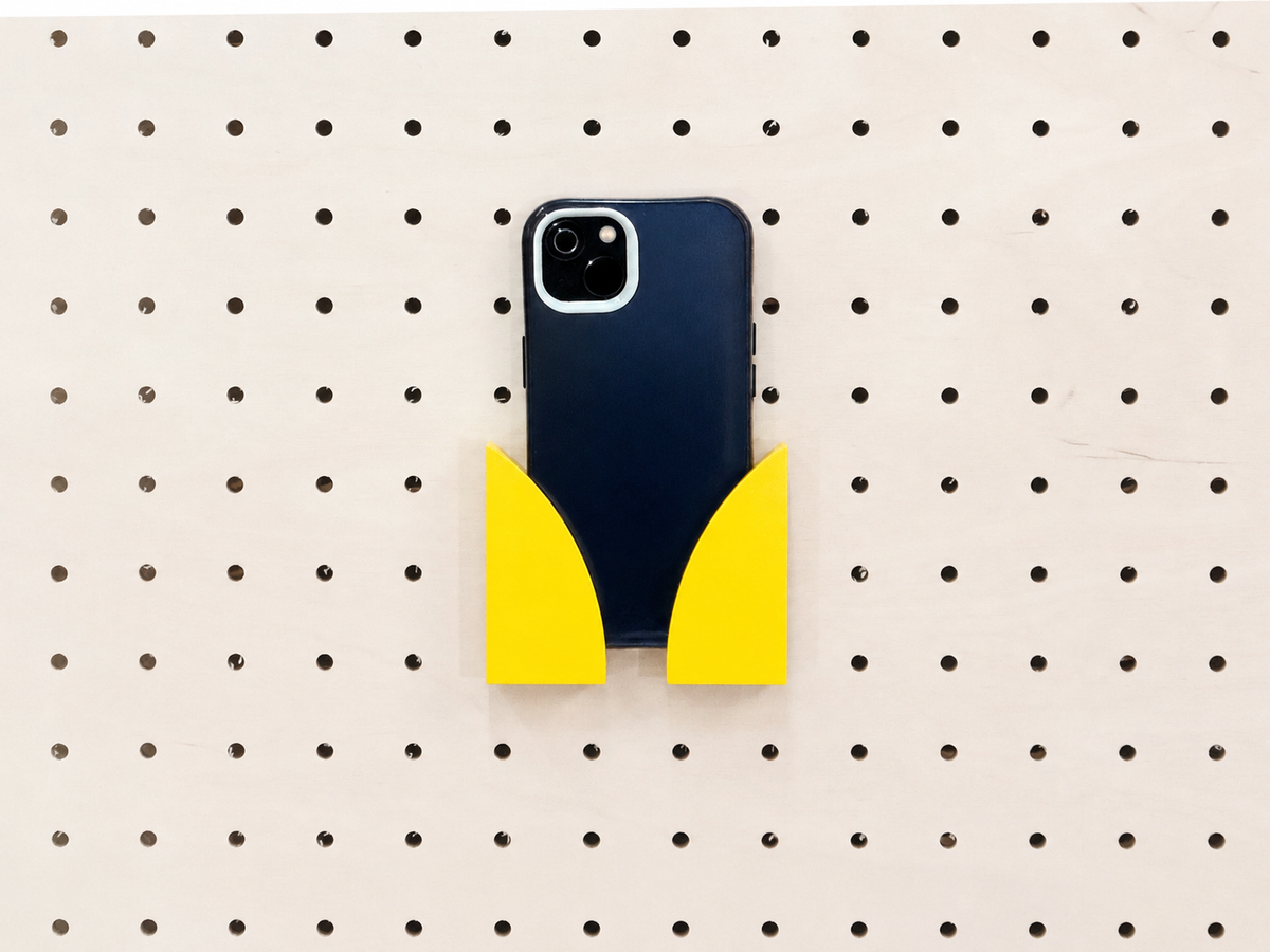 Porte-téléphone mural pour pegboard – support smartphone panneau perforé