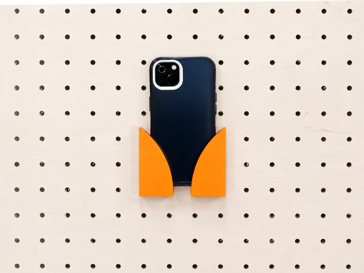Porte-téléphone mural pour pegboard – support smartphone panneau perforé