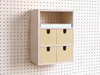 Casier 3 sections pour pegboard – organiseur de bureau et papier A4 mural