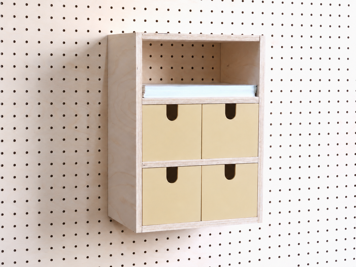 Casier 3 sections pour pegboard – organiseur de bureau et papier A4 mural
