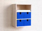 Casier 3 sections pour pegboard – organiseur de bureau et papier A4 mural