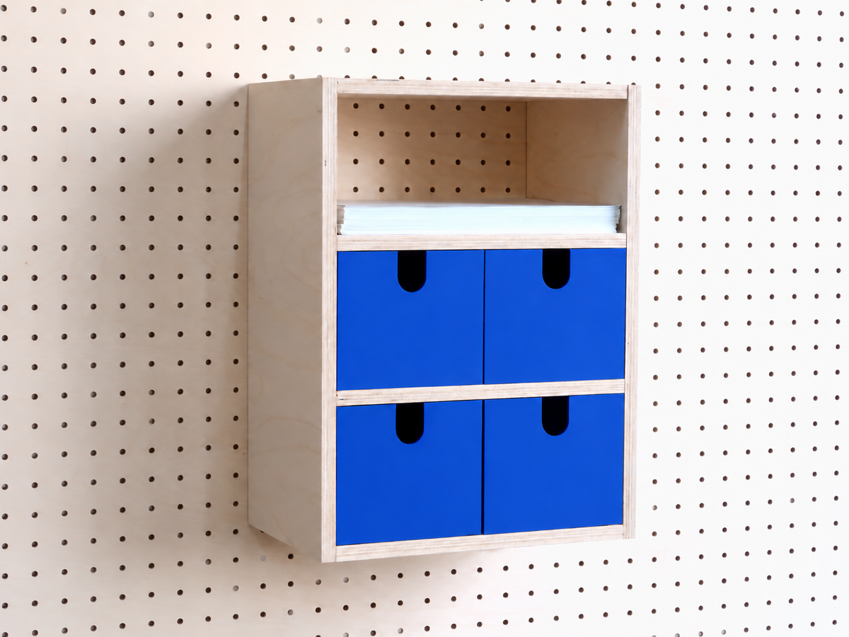 Casier 3 sections pour pegboard – organiseur de bureau et papier A4 mural