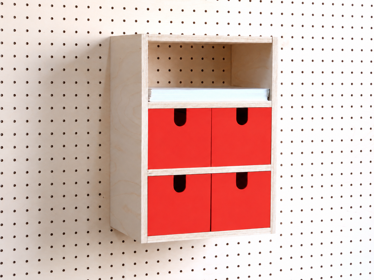 Casier 3 sections pour pegboard – organiseur de bureau et papier A4 mural
