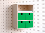 Casier 3 sections pour pegboard – organiseur de bureau et papier A4 mural