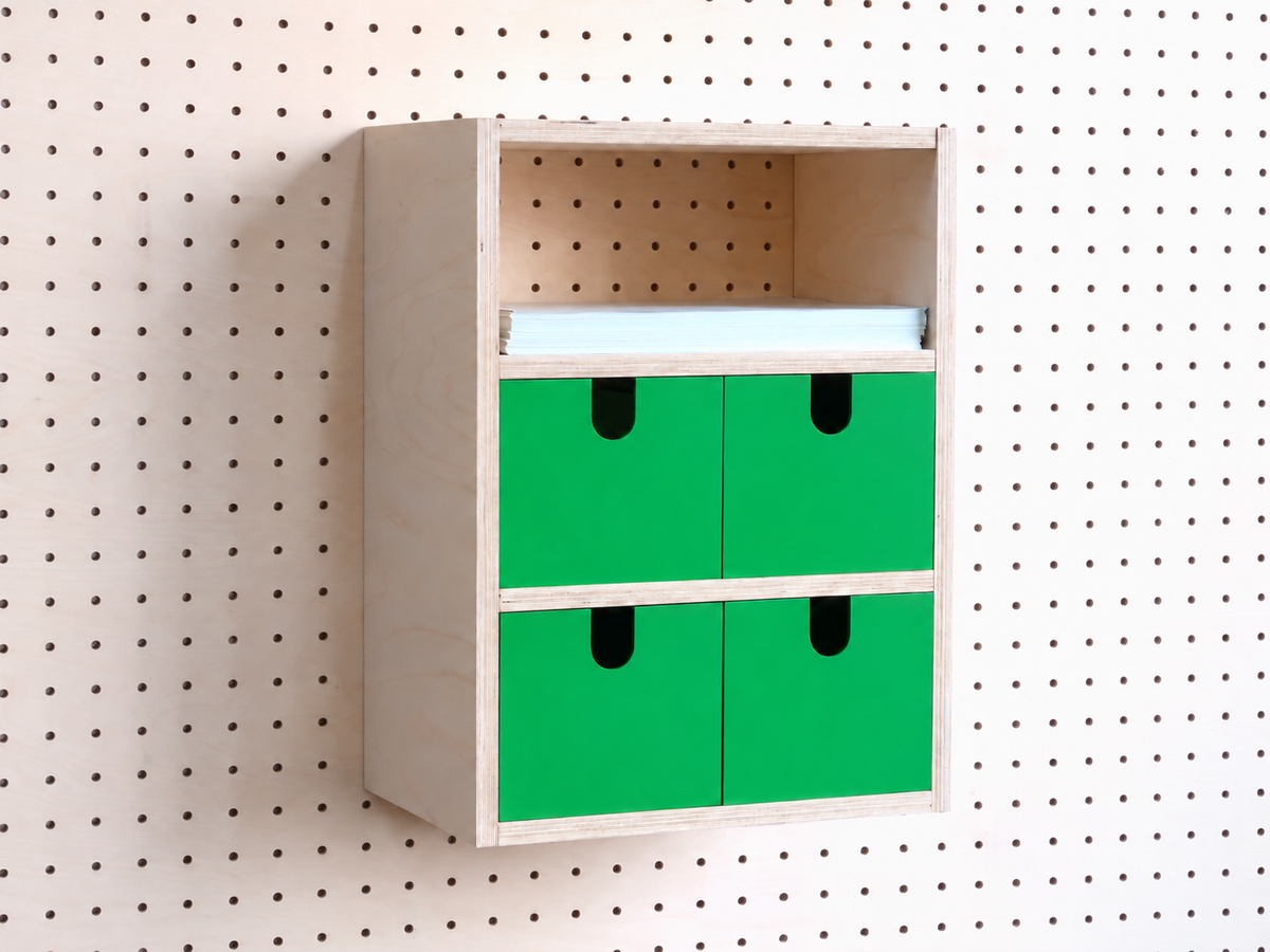 Casier 3 sections pour pegboard – organiseur de bureau et papier A4 mural