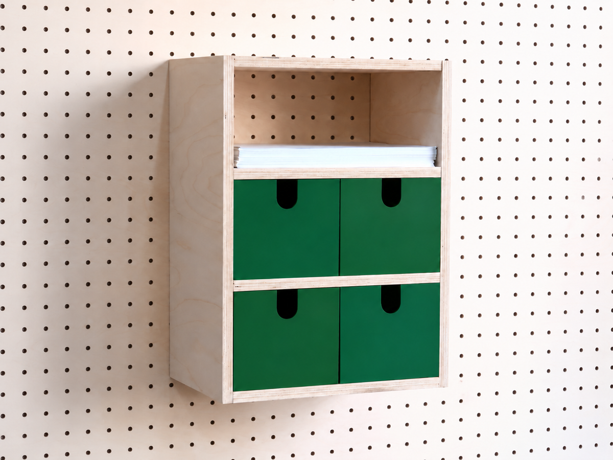 Casier 3 sections pour pegboard – organiseur de bureau et papier A4 mural