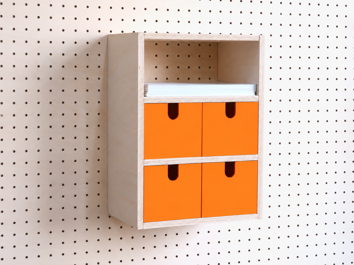 Casier 3 sections pour pegboard – organiseur de bureau et papier A4 mural