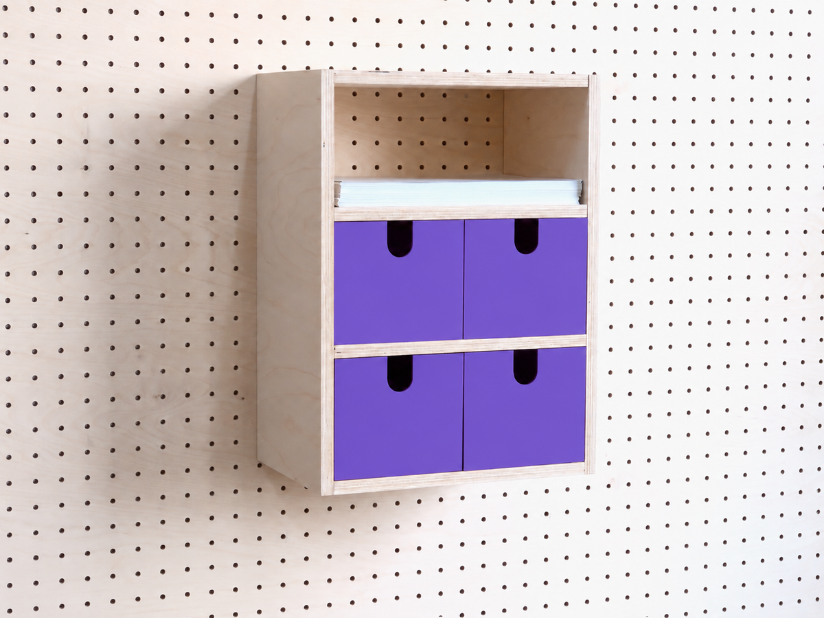 Casier 3 sections pour pegboard – organiseur de bureau et papier A4 mural