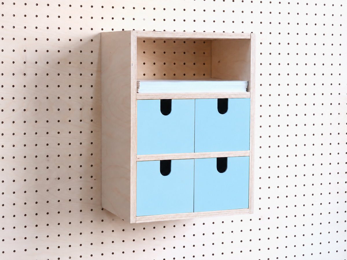 Casier 3 sections pour pegboard – organiseur de bureau et papier A4 mural