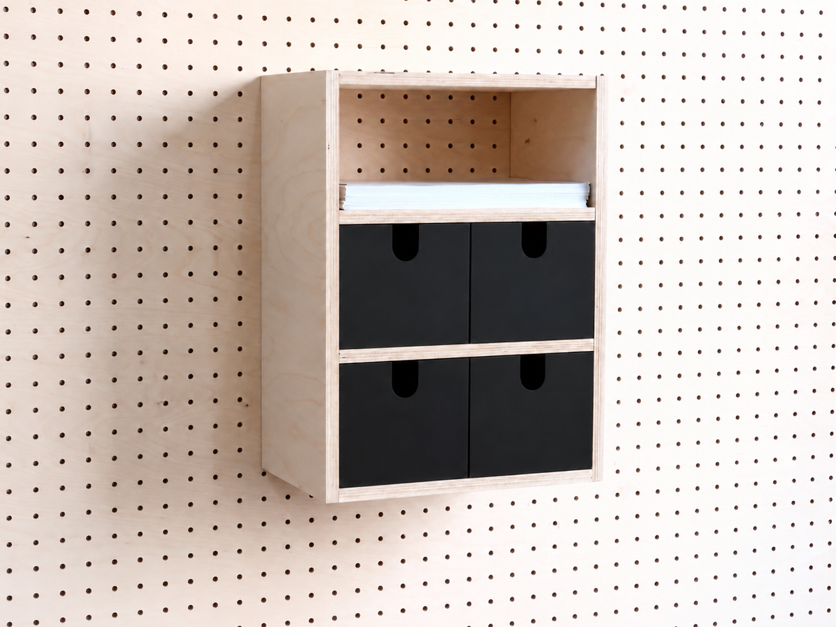 Casier 3 sections pour pegboard – organiseur de bureau et papier A4 mural