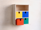 Casier 3 sections pour pegboard – organiseur de bureau et papier A4 mural