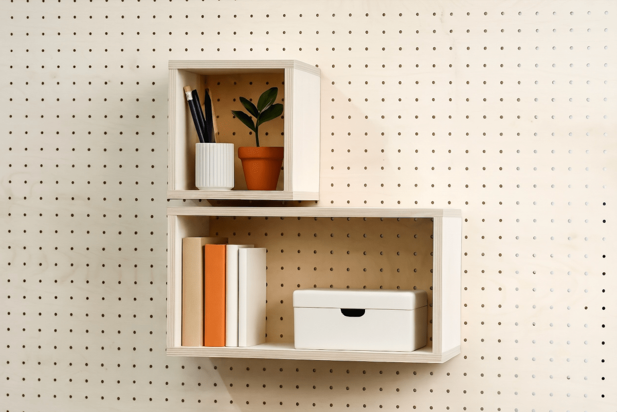 Casier de rangement en bois pour pegboard – bac mural panneau perforé - Accessoires - Aire - A205-3 - 1