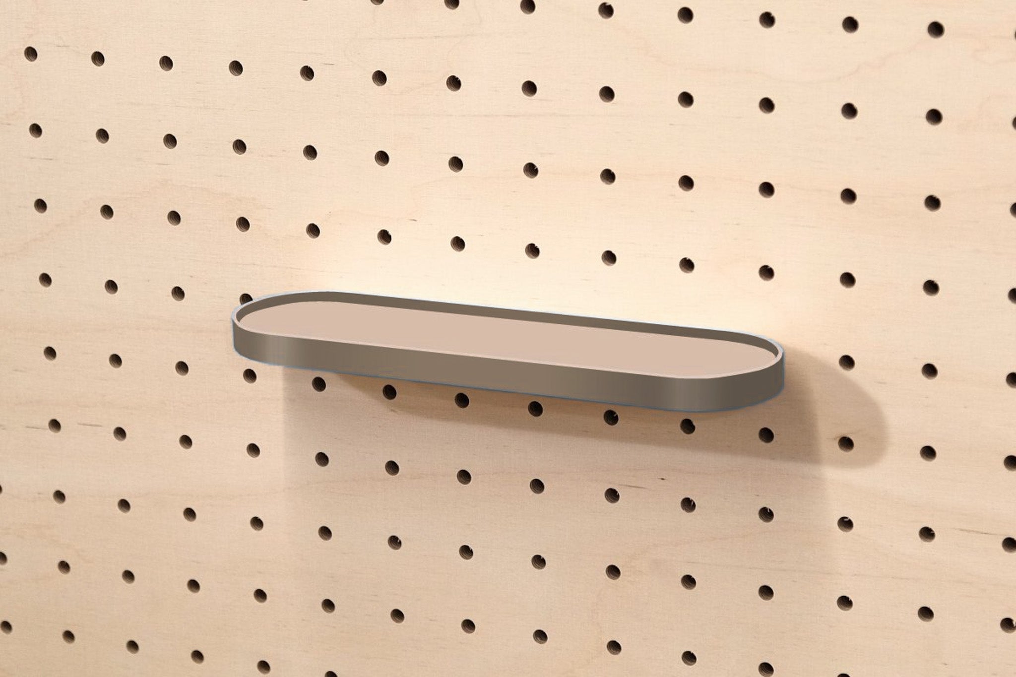 Retro rounded shelf for pegboard – wooden wall storage shelf  