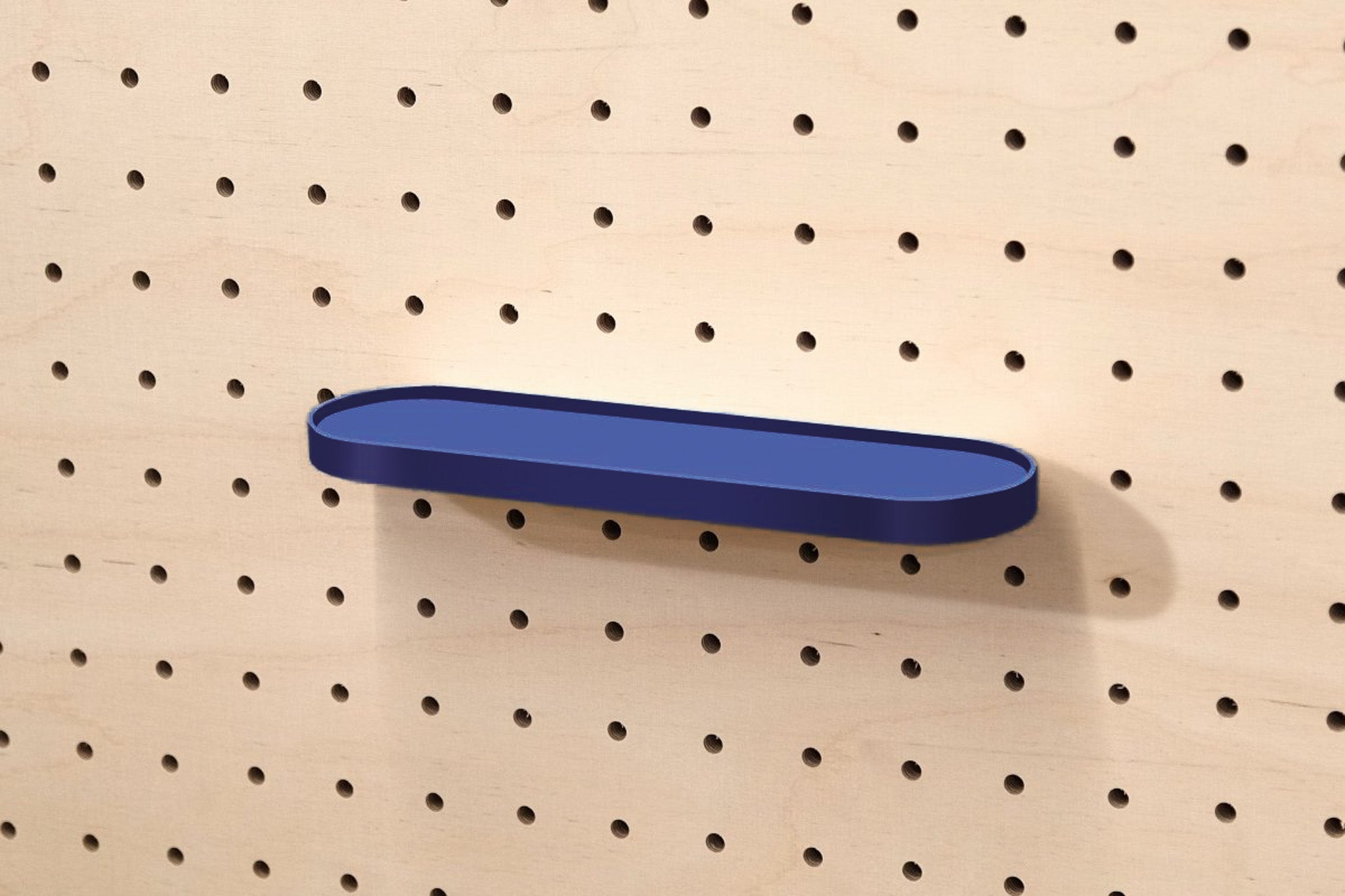 Retro rounded shelf for pegboard – wooden wall storage shelf  