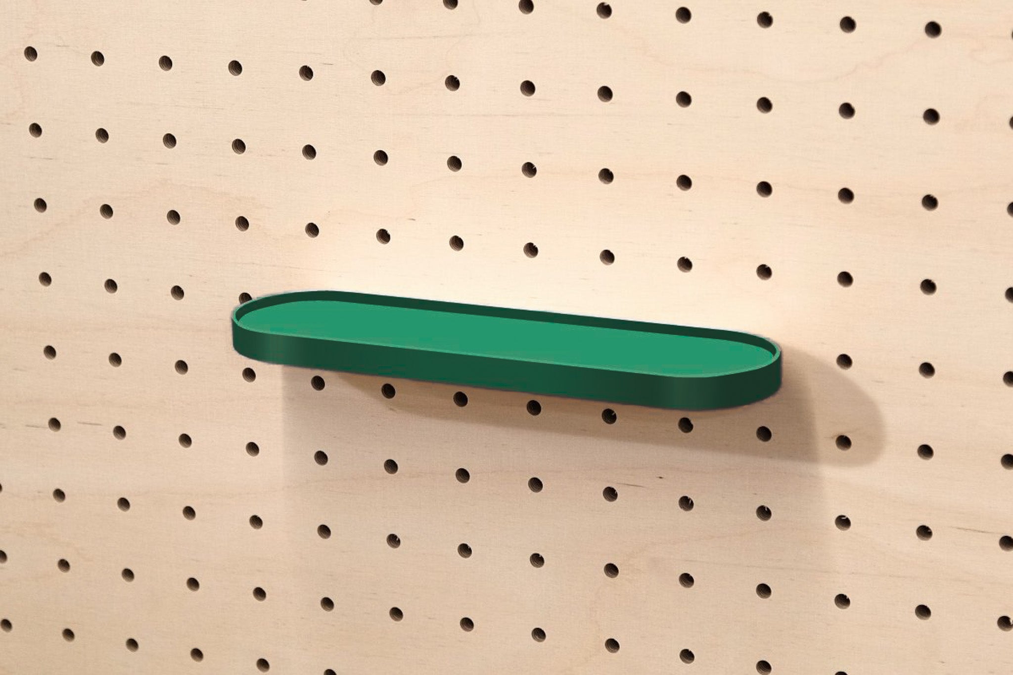 Retro rounded shelf for pegboard – wooden wall storage shelf  