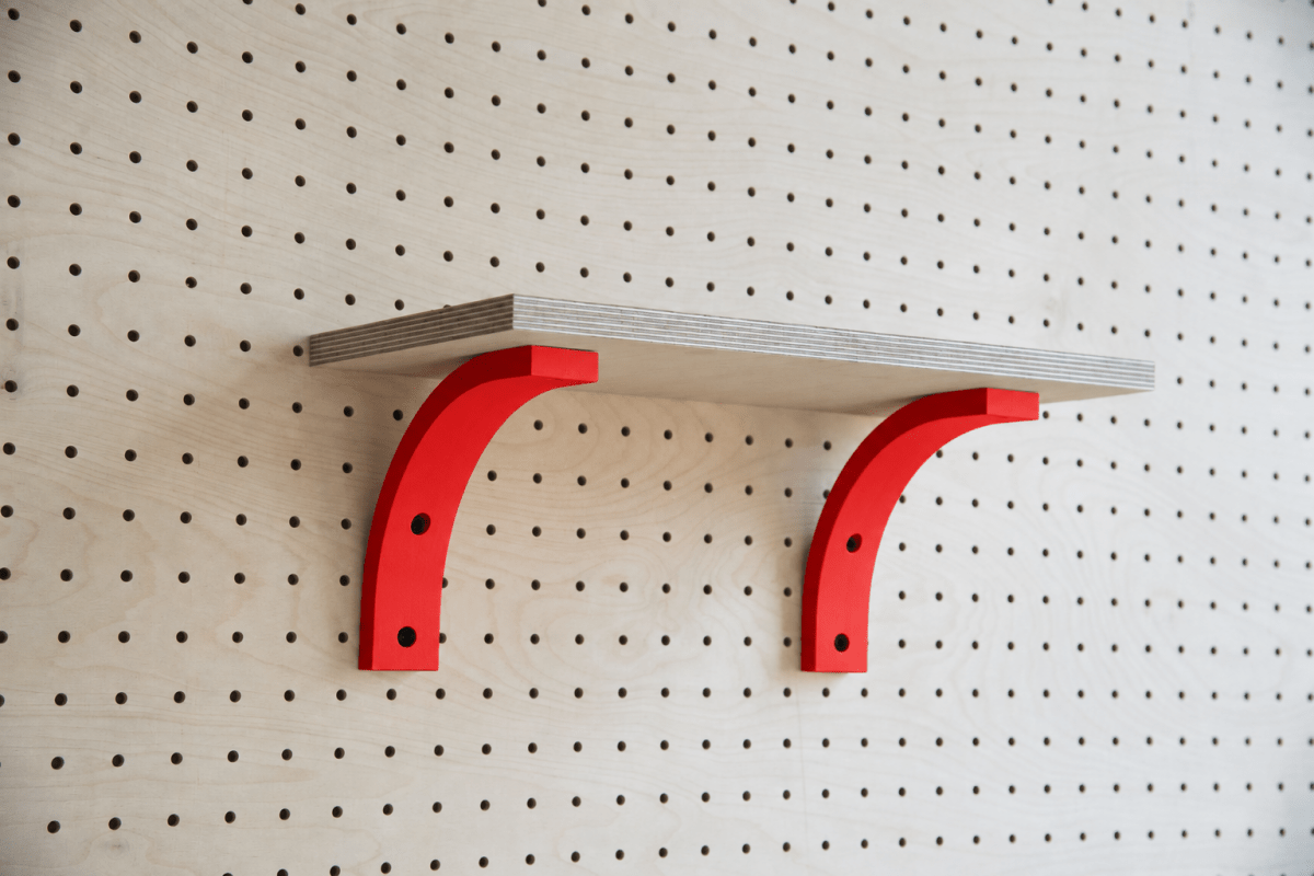 Étagère murale avec équerre pour pegboard – tablette en bois panneau perforé - Aire -  - 8