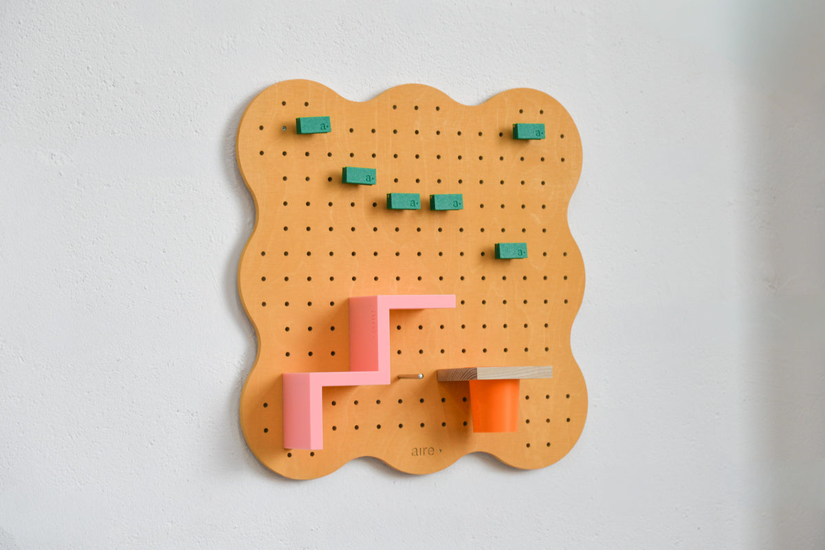 Aire Art Studio pegboard kit – pastel orange wall pegboard and creative accessories