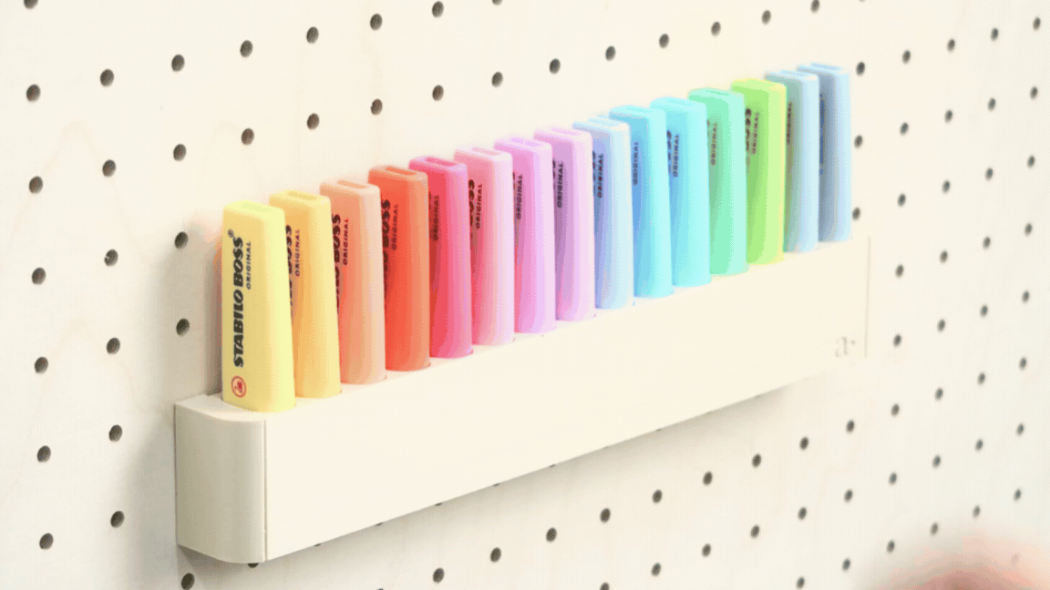 Tilting Highlighter Holder for Pegboard – Wall Organiser with 15 STABILO BOSS Pastel