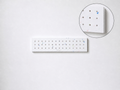 White strip-format Polygood pegboard in recycled plastic