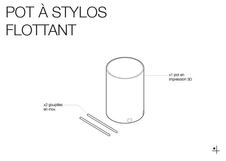 Pot à stylos flottant pour Pegboard - Design minimaliste - Quark