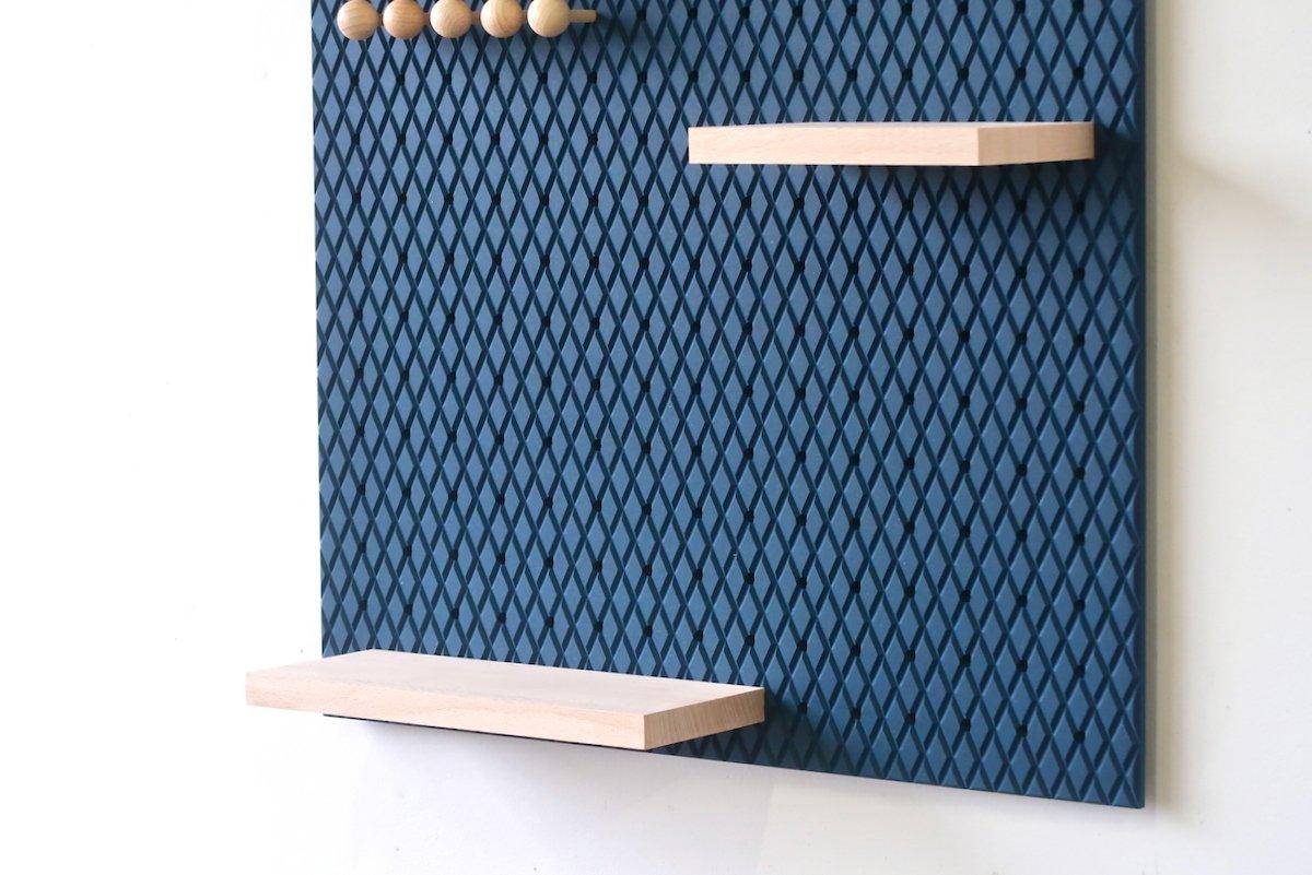 Panneau perforé Pegboard - Étagère murale modulaire en bois - 48 cm - Bleu - Quark