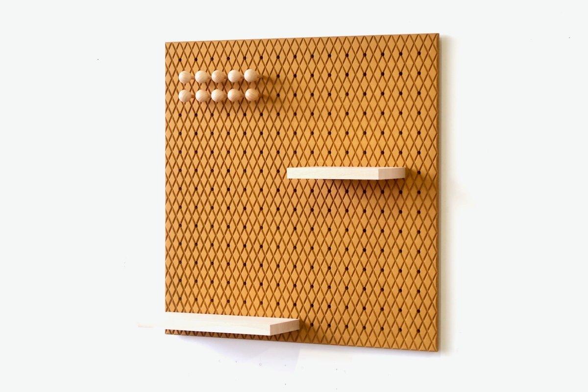 Panneau perforé Pegboard - Étagère murale modulaire en bois - 48 cm - Jaune - Quark