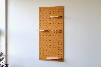 Panneau perforé Pegboard - Étagère murale modulaire en bois - 96 cm - Jaune - Quark