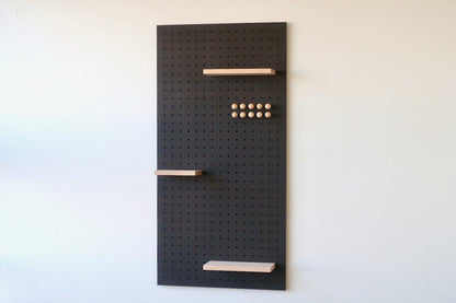 Panneau perforé Pegboard - Étagère murale modulaire en bois - 96 cm - Noir - Quark