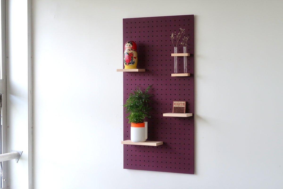 Panneau perforé Pegboard - Étagère murale modulaire en bois - 96 cm - Violet - Quark