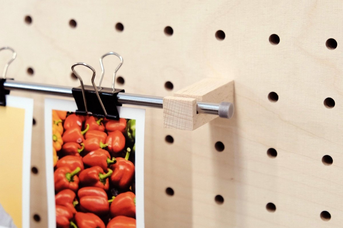 Porte photos mural en bois - Porte affiches et porte cartes - Barre métallique - Accessoires - Aire - A57-1 - 6